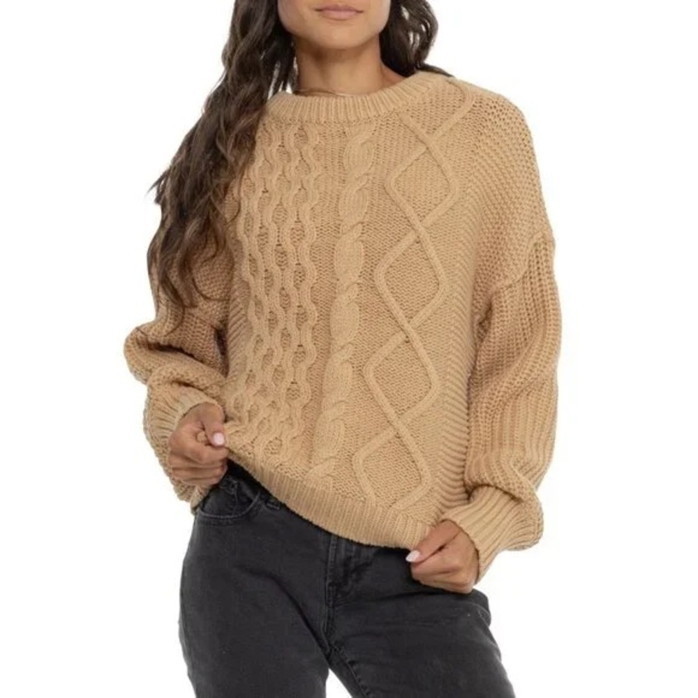 Free People Dream Cable Crew Neck Sweater Tan
Size S